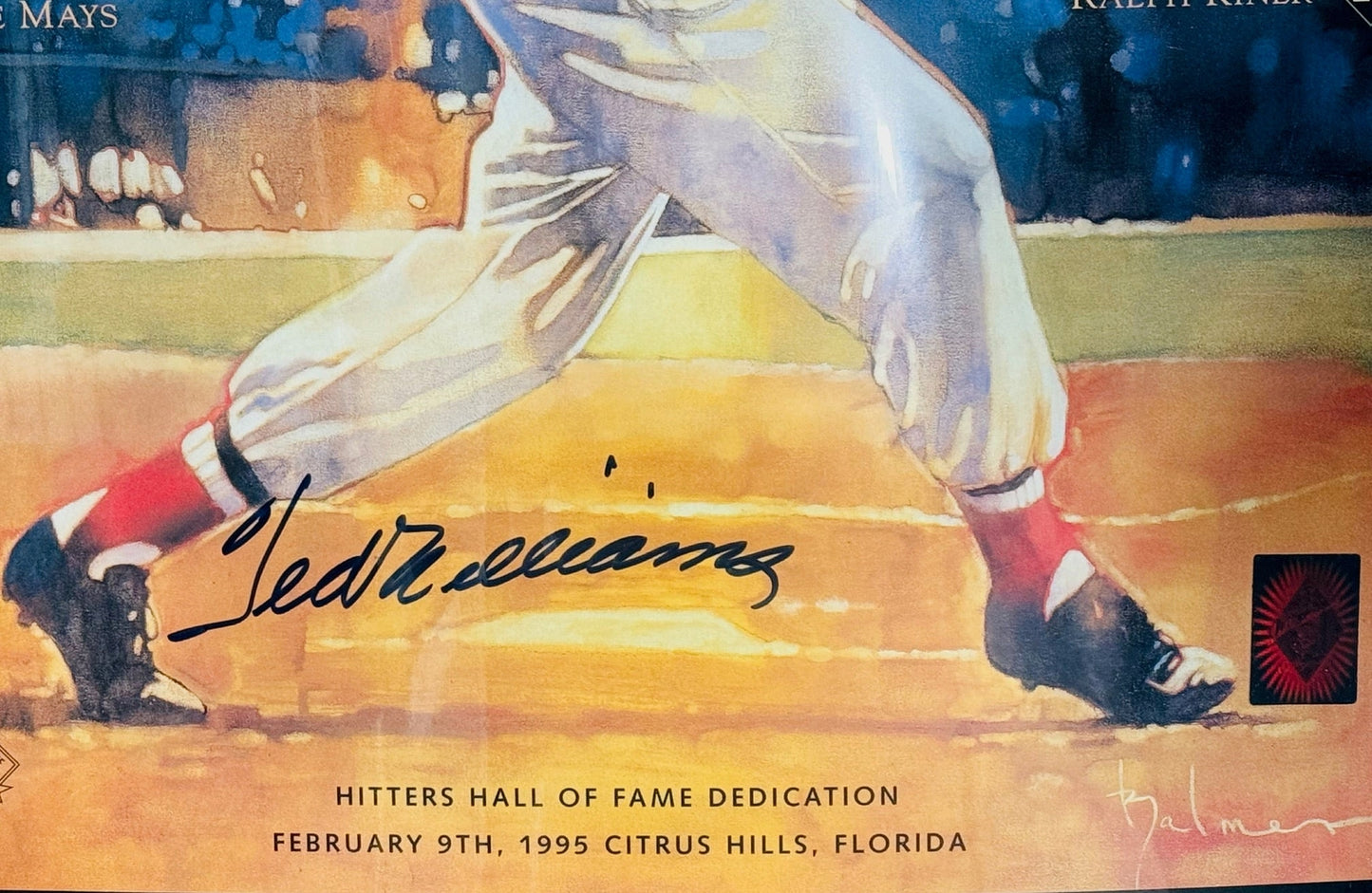 Ted Williams Signed Teds Top Twenty Hit List Framed 16X20 Photo (Green Diamond)