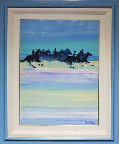 Victor Spahn Horses in Waves Original Mixed Media Signed COA Framed Large