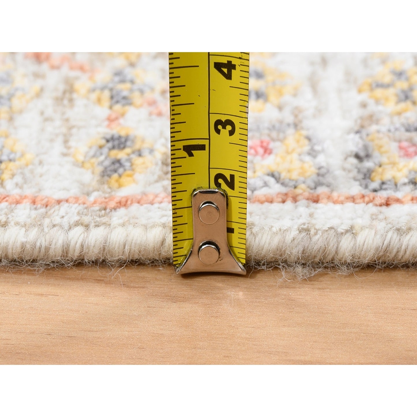 4'1"X10'3" Ivory Tebraz Silk With Textured Wool Hand Knotted Runner Rug