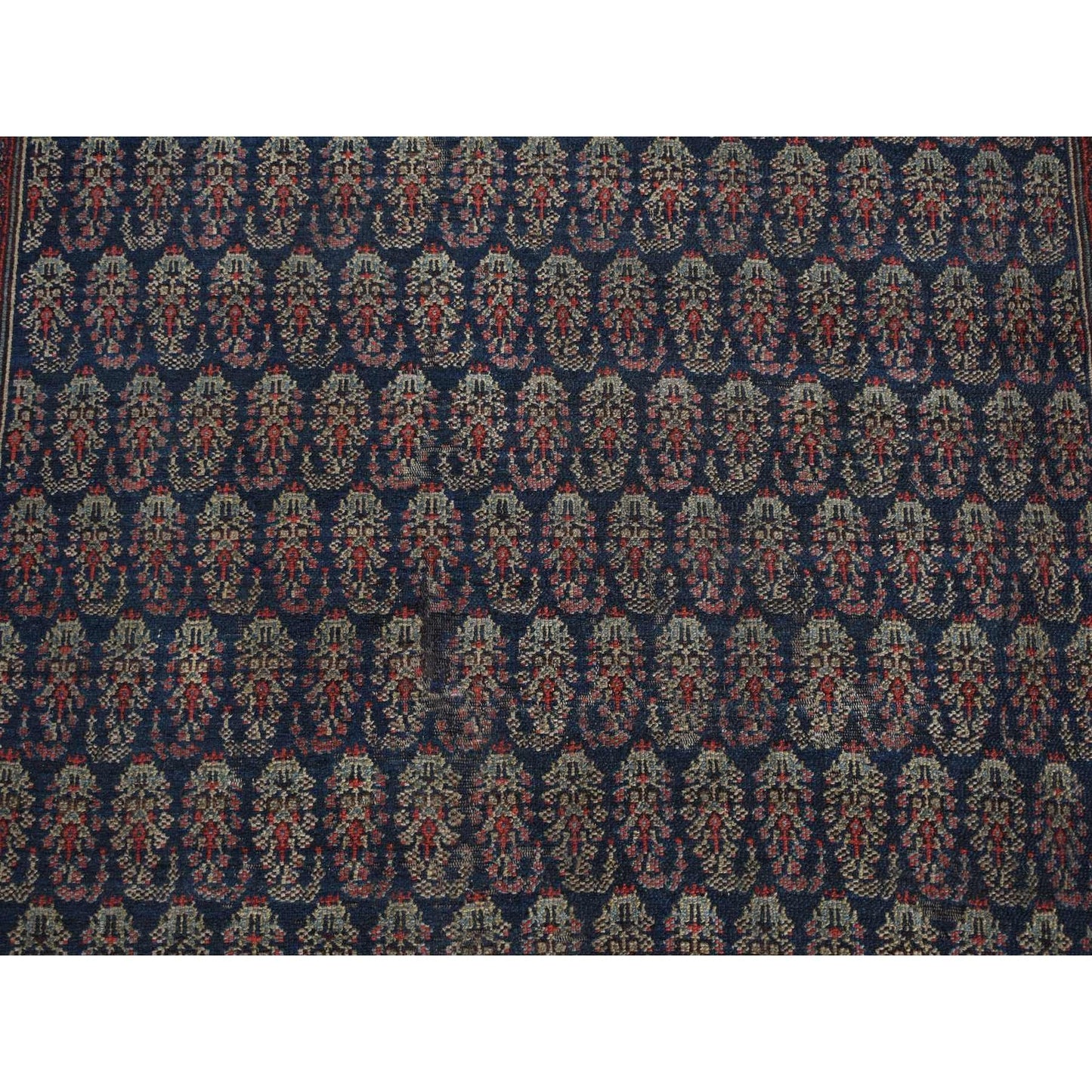 4'X6' Blue Antique Zoroastrian Hand Knotted Pure Wool Slight Wear Rug