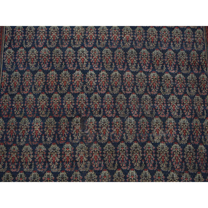 4'X6' Blue Antique Zoroastrian Hand Knotted Pure Wool Slight Wear Rug