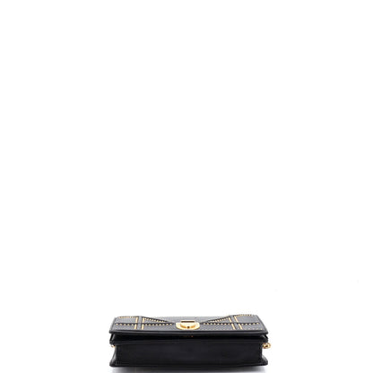 Leather Christian Dior Diorama Wallet on Chain Studded