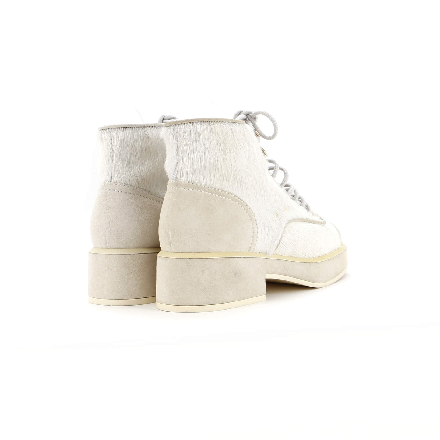 Chanel Women'S Cc Cap Toe Combat Boots Pony Hair With Suede