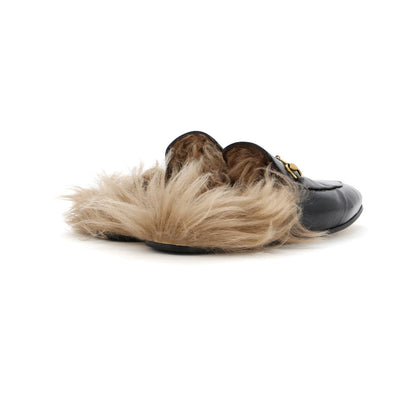 Gucci Women'S Princetown Mules Patent With Fur