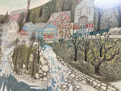 Cuca Romley "Little Falls" Limited Edition Lithograph Hand Signed Numbered Frame