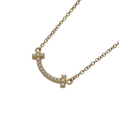 Tiffany & Co. T Smile Mini Diamond Necklace K18Pg