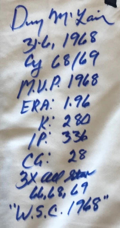 Denny Mclain Autographed Career Stat Detroit Tigers Jersey
