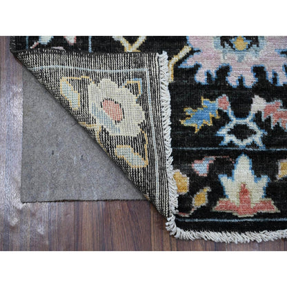 3'1"X11'6" Raisin Black Hand Knotted Angora Oushak Runner Oriental Rug