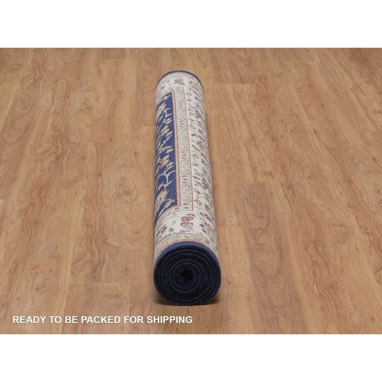 6'x9'5" Midnight Blue Nain Wool and Silk Soft 250 KPSI Hand Knotted Rug