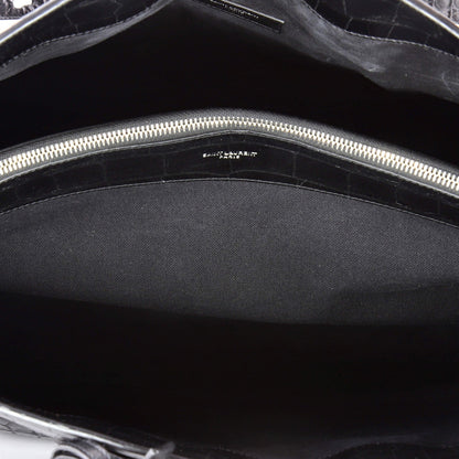 Saint Laurent Sac De Jour Souple Bag Crocodile Embossed Leather Large