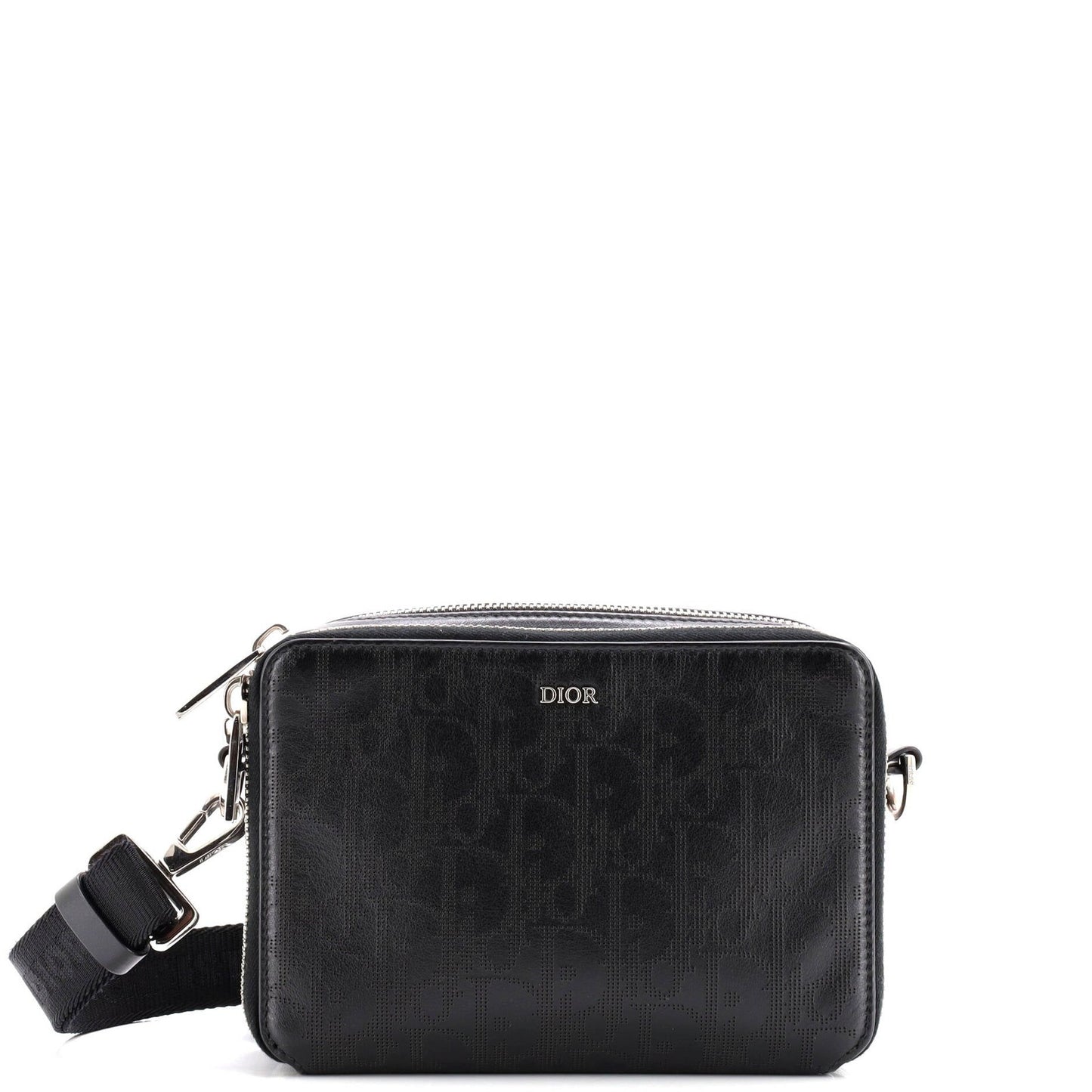 Christian Dior Double Zip Crossbody Pouch Oblique Galaxy Leather