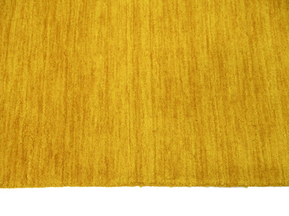 2'7x12'1 Marigold Solid Design Hand-Loomed Gabbeh Wool Runner Rug Carpet