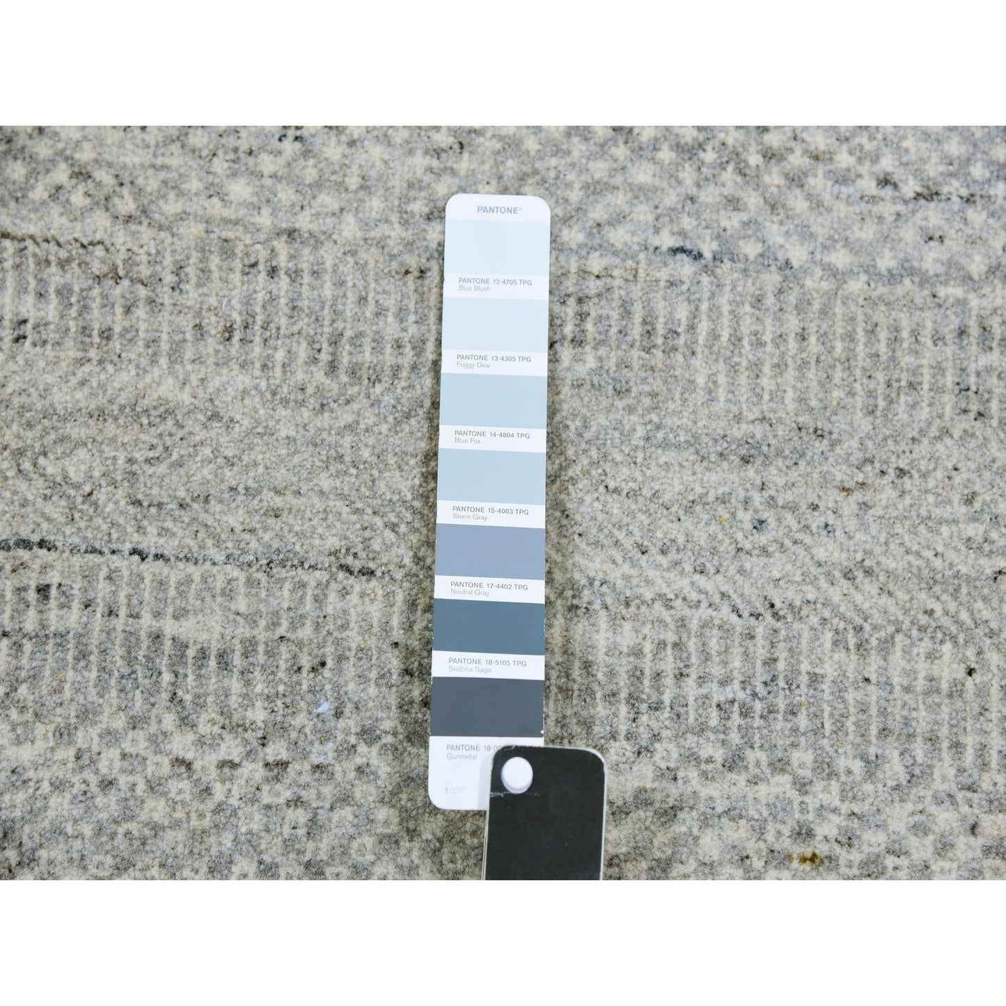 Rug 10'x10' Gray Undyed 100% Wool Modern Grass Design Hand Knotted Square