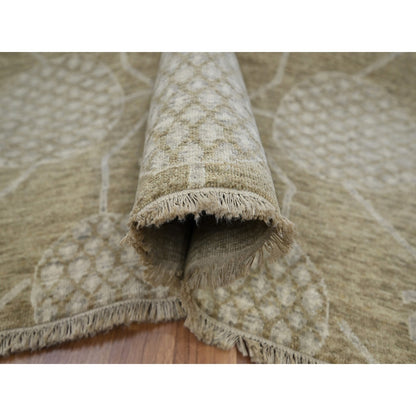 8'1"X10'1" Brown Pomegranate Design Pure Wool Hand Knotted Oriental Rug