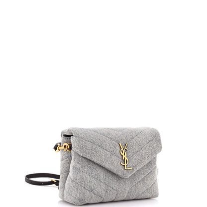 Saint Laurent Loulou Shoulder Bag Matelasse Chevron Denim Toy