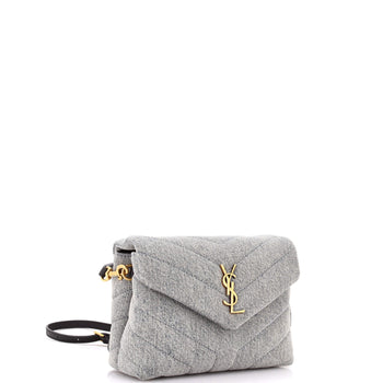 Saint Laurent Loulou Shoulder Bag Matelasse Chevron Denim Toy