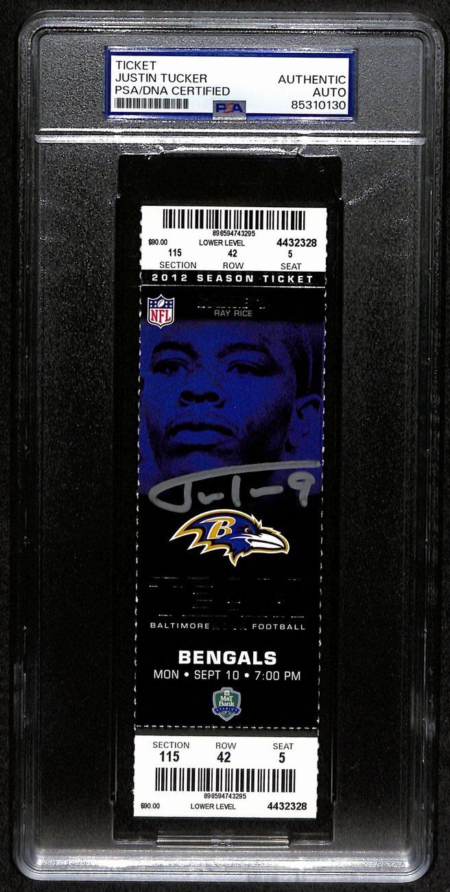 Justin Tucker Rookie Signed 2012 Full Ticket