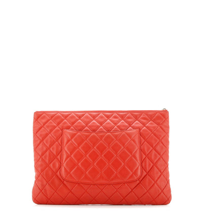 Chanel O Case Clutch Quilted Lambskin Large