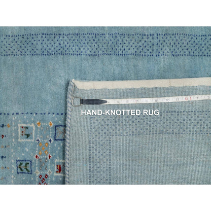 3'X5'6" Stone Blue Small Animal Figurines Modern Hand Knotted Wool Rug