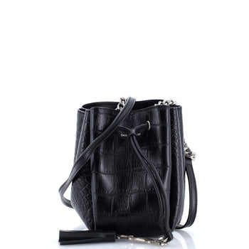 Saint Laurent Monogram Bucket Bag Crocodile Embossed Leather Mini
