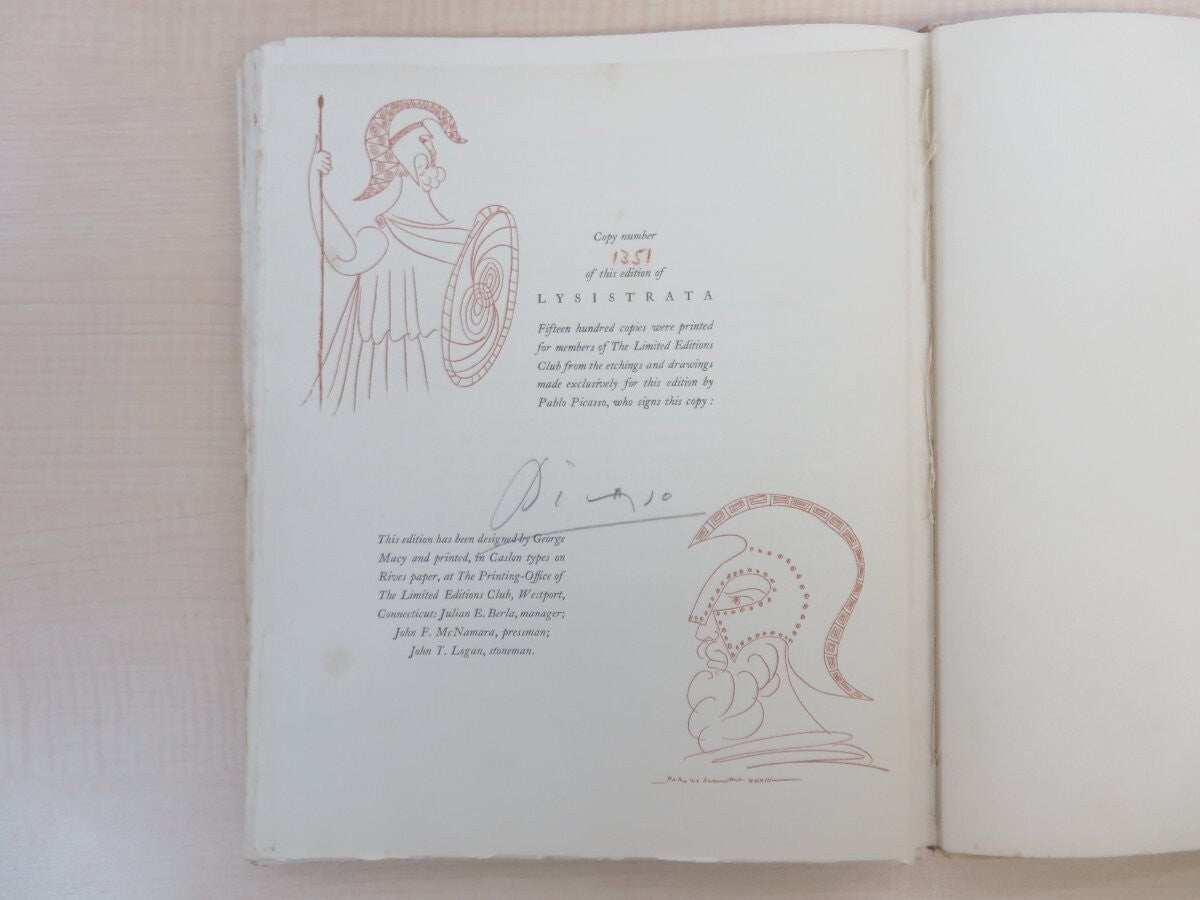Aristophanes, Gilbert Seldes, Pablo Picasso Lysistrata 1934 Signed Picasso