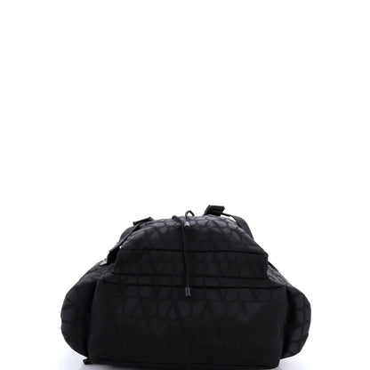 Valentino Garavani Double Buckle Backpack Toile Iconograph Nylon