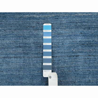 10'X14' Denim Blue Hand Loomed Modern Design Pure Wool Rug
