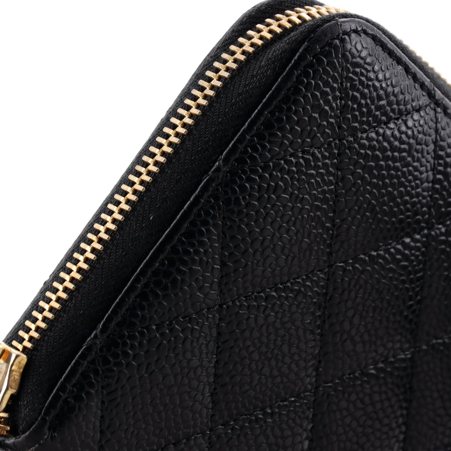 Chanel Zip Around Wallet Quilted Caviar Long