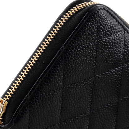 Chanel Zip Around Wallet Quilted Caviar Long