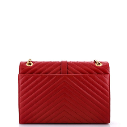Saint Laurent Classic Monogram Envelope Satchel Matelasse Chevron Leather Large