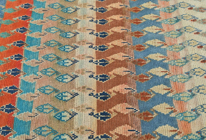 Multicolored Semi-Antique Tribal Oriental Runner
