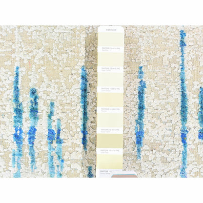 3'X10'1" Ivory The Cardiac Design Silk/Wool Hand Knotted Runner Rug