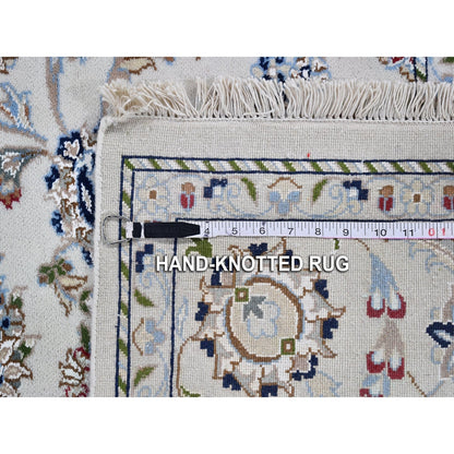 6'1"X6'1" Ivory Wool 250 Kpsi All Over Flower Design Nain Hand Knotted Rug