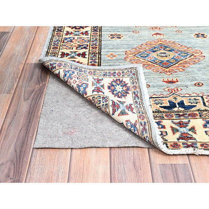 2'9"X15'5" Puritan Gray100% Wool Oriental Afghan Super Kazak Runner Rug
