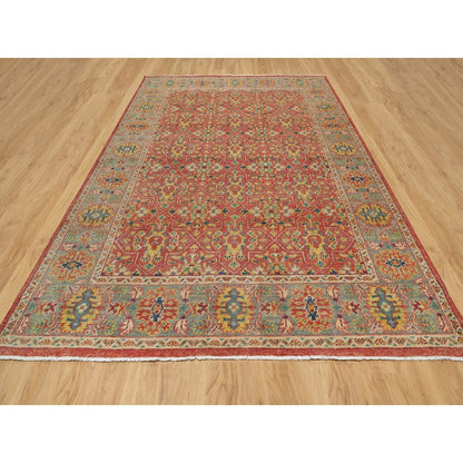 9'X11'10" Red 100% Wool Hand Knotted Antiqued Oushak Design Oriental Rug