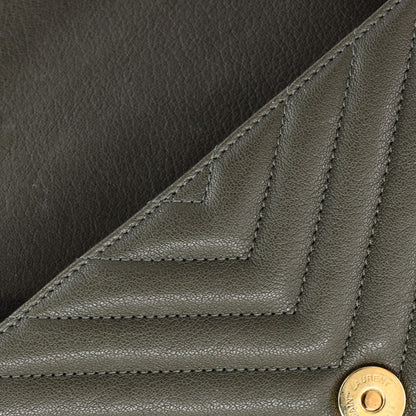 Saint Laurent Classic Monogram College Bag Matelasse Chevron Leather Medium
