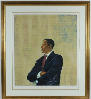 Chaz Guest President Obama Silkscreen Hc 44/50 Signed Contemporary Art Framed