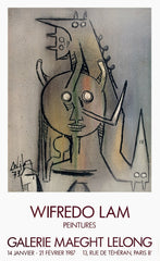 Gray WIFREDO LAM Peintures 33.5" x 20.5" Poster 1987 Contemporary Brown