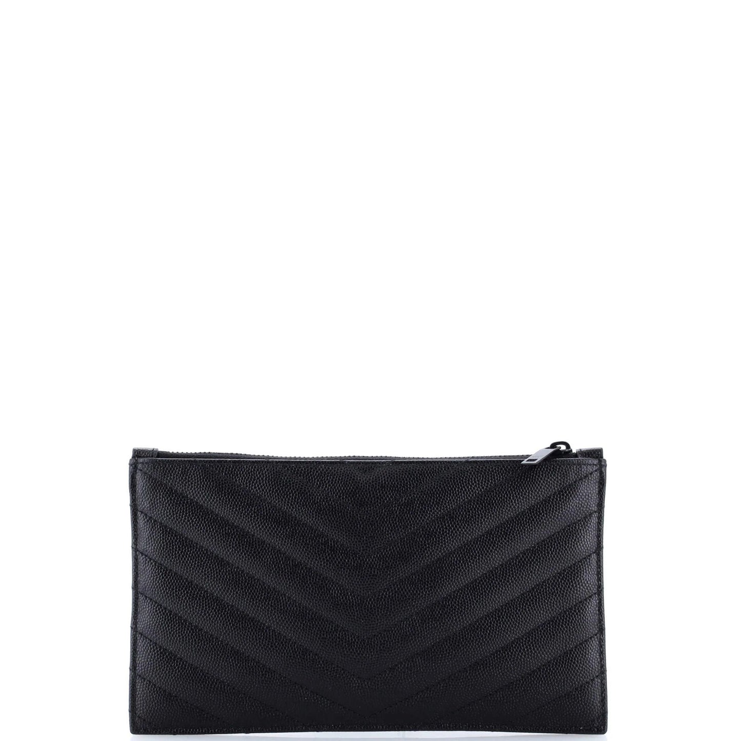 Saint Laurent Classic Monogram Zip Bill Pouch Matelasse Chevron Leather Medium