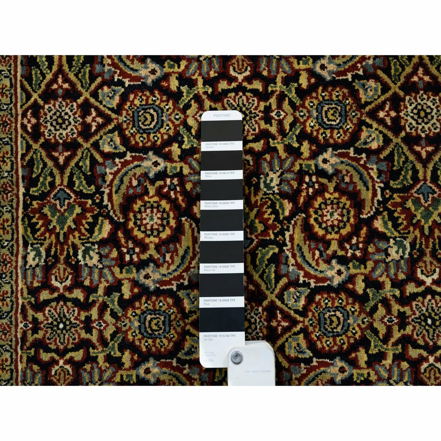 2'6"x10' Herati Fish Design Black Hand Knotted 250 KPSI Wool Runner Rug