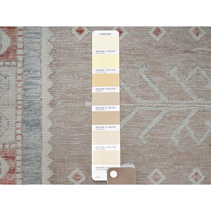 8'10"x10'10" Coral Pink Hand Knotted Anatolian Village Design Pure Wool Rug