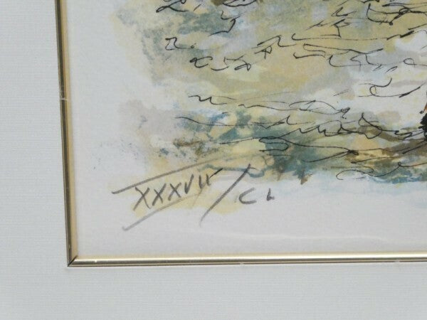 Urbain Huchet (France) -  Notre Dame Original Lithograph Print Signed Framed