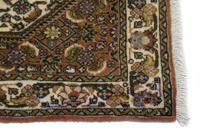 Handmade Vintage Wool Oriental Rug Cinnamon Clay Tribal Small Carpet 2X2'4 ft