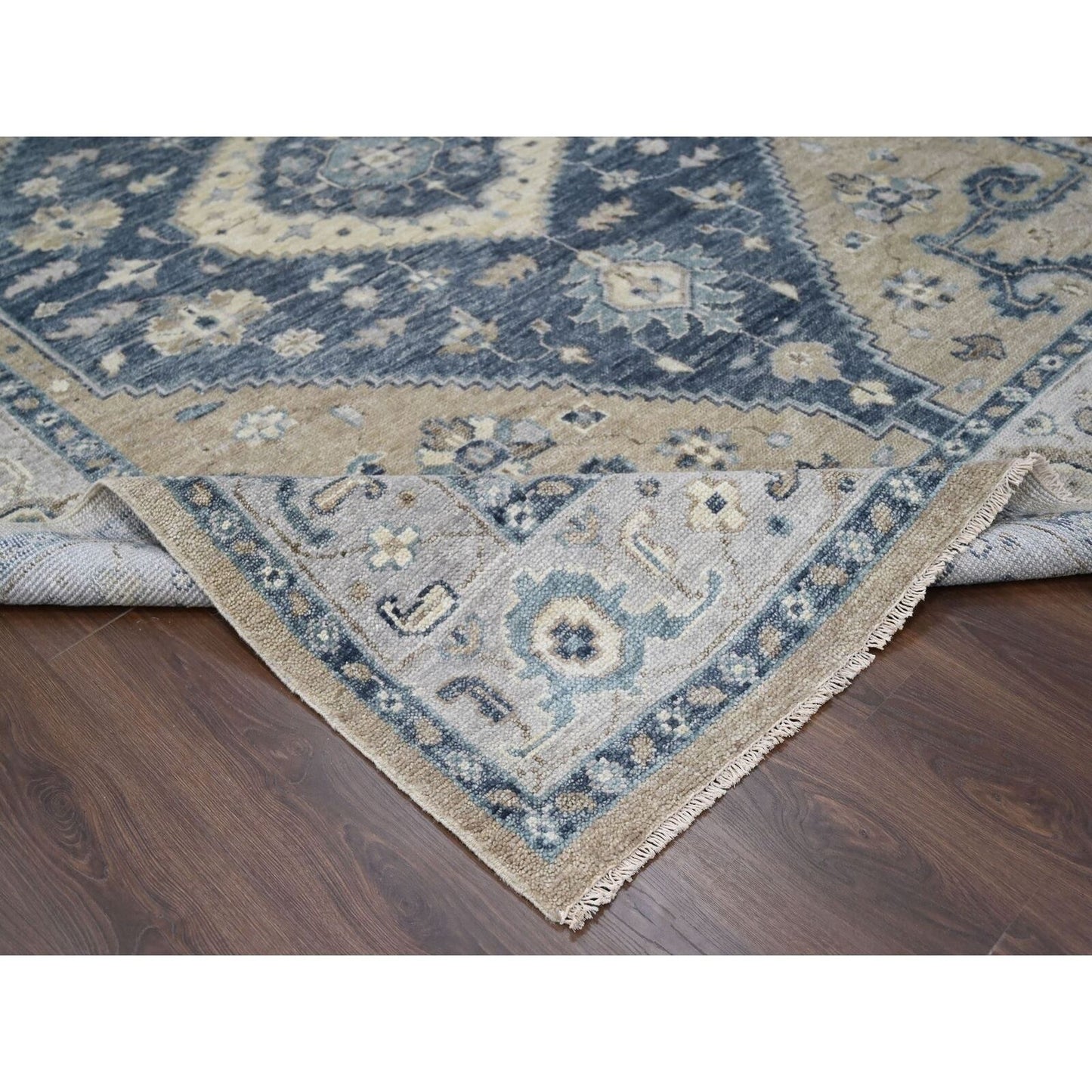 9'3"X12'3" Toasty Gray Bookshaish Design Hand Knotted Wool Oriental Rug