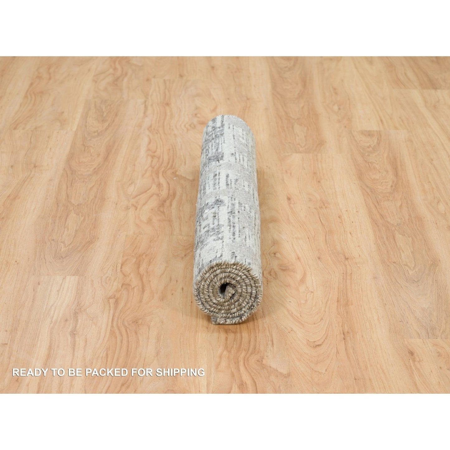 3'X5'1" Gray Modern Design Hand Spun Undyed Natural Wool Hand Knotted Rug