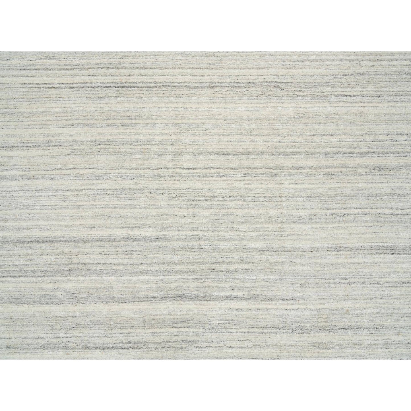 6'1"X9' Ivory Modern Design Hand Loomed Undyed Natural Wool Rug