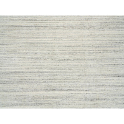 6'1"X9' Ivory Modern Design Hand Loomed Undyed Natural Wool Rug