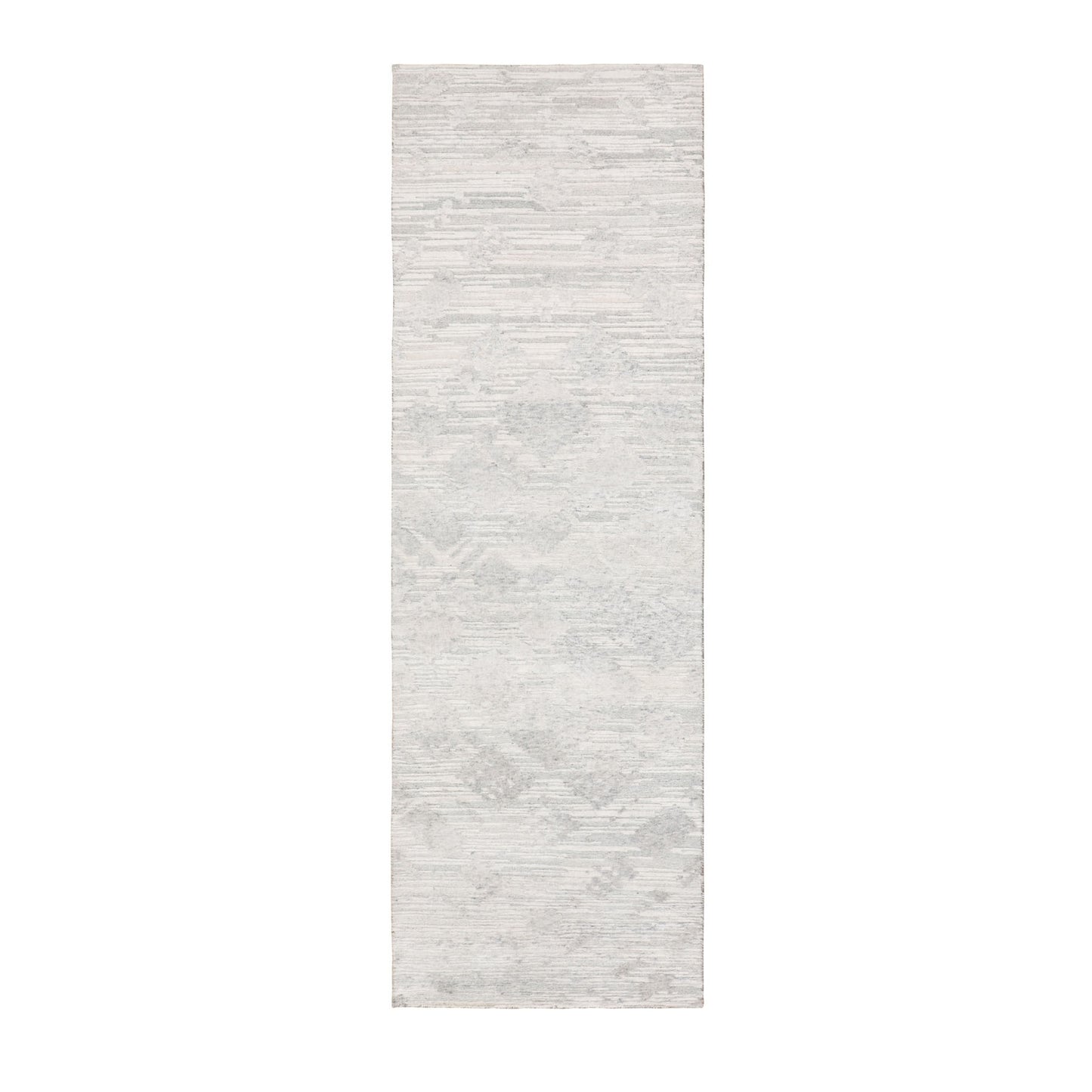 2'6"X8' Modern Hand Spun Runner Undyed Natural Wool Hand Knotted Rug