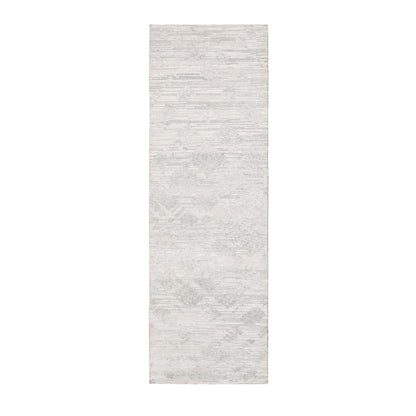 2'6"X8' Modern Hand Spun Runner Undyed Natural Wool Hand Knotted Rug