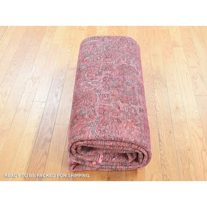 8'7"X10'8" Red Overdyed Pure Wool Zoroastrian Tebraz Hand Knotted Rug